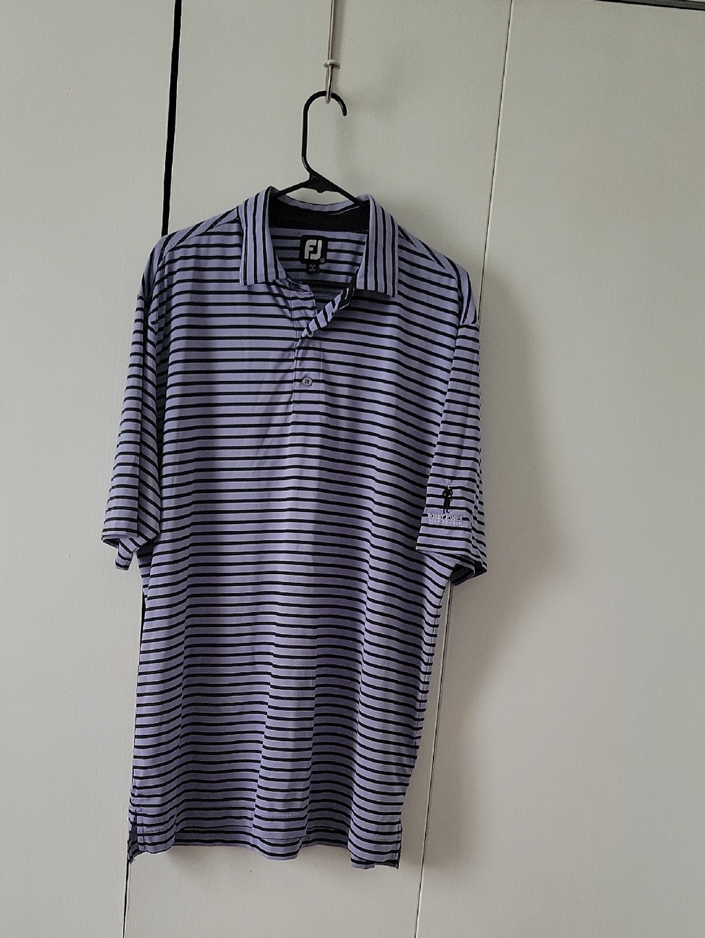 FootJoy Lavender and Black Striped Polo Shirt